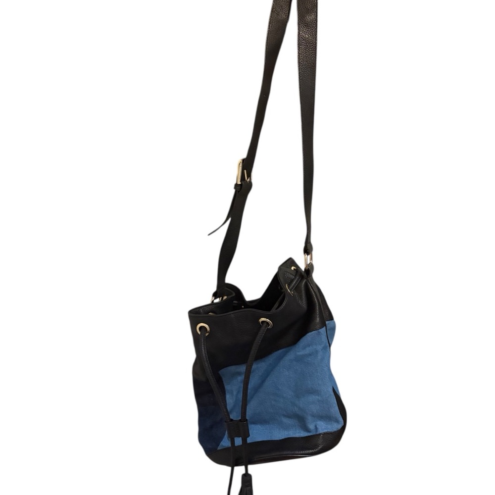 Cruelty free Black and Blue patchwork /denim  Crossbody Bag